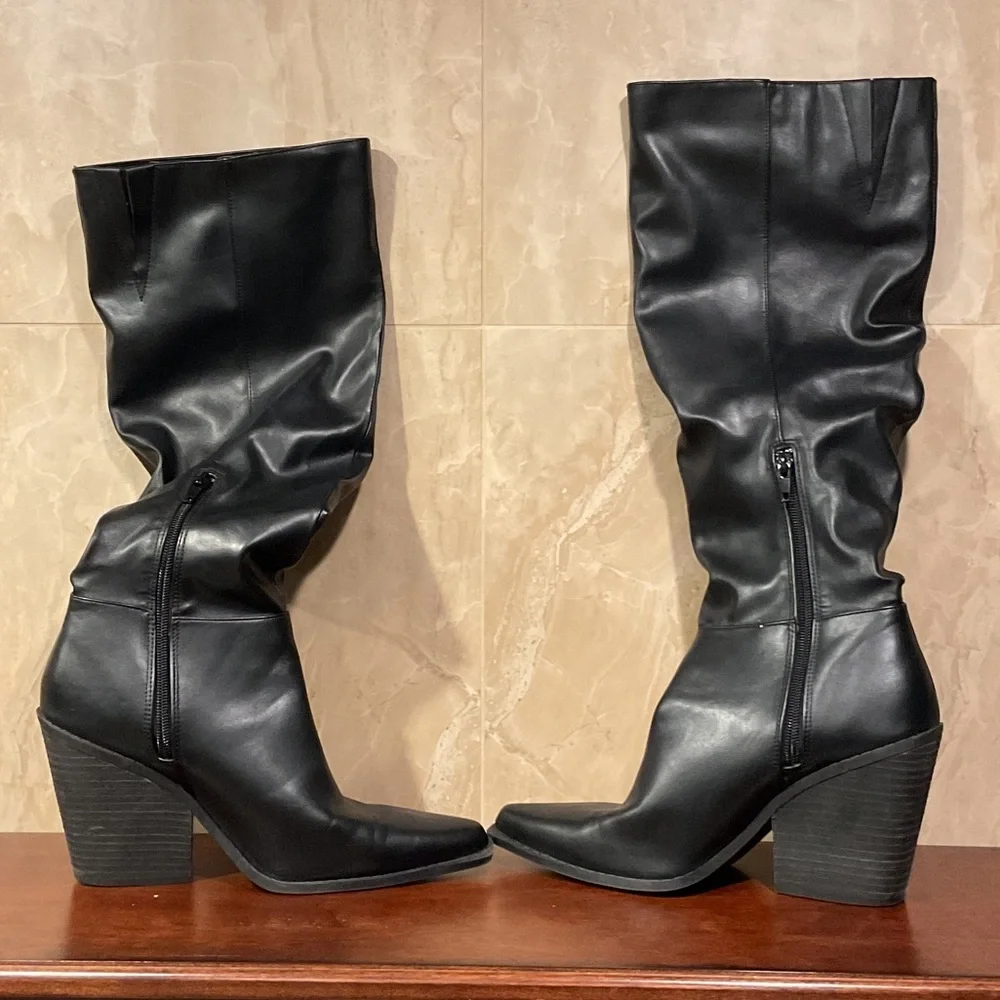 Charles David Black Knee Boots, Size 9.5M